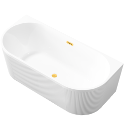Luksusowa wanna wolnostojąca INVENA GLAMOUR 170 cm z ryflowaniem i złotym syfonem