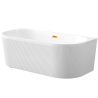 Luksusowa wanna wolnostojąca INVENA GLAMOUR 170 cm z ryflowaniem i złotym syfonem