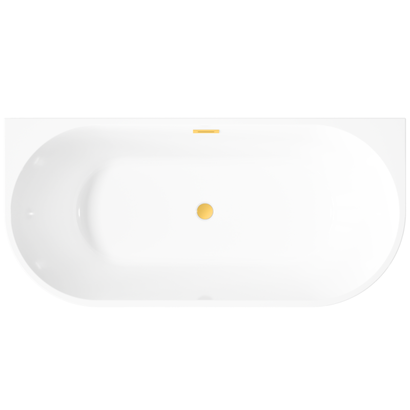 Luksusowa wanna wolnostojąca INVENA GLAMOUR 170 cm z ryflowaniem i złotym syfonem