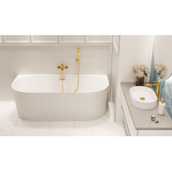 Luksusowa wanna wolnostojąca INVENA GLAMOUR 170 cm z ryflowaniem i złotym syfonem