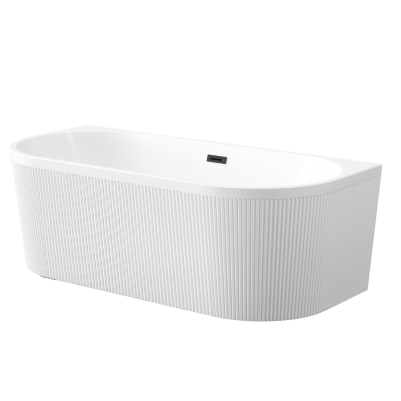 Elegancka wanna wolnostojąca INVENA GLAMOUR 170 cm z czarnym syfonem – stylowy akcent łazienki