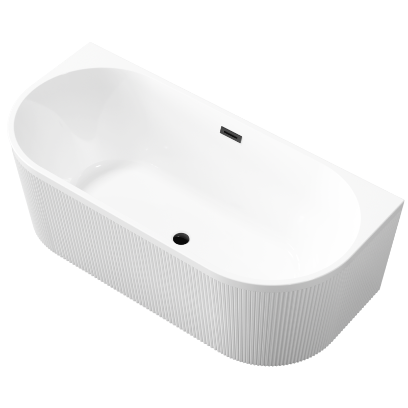 Elegancka wanna wolnostojąca INVENA GLAMOUR 170 cm z czarnym syfonem – stylowy akcent łazienki