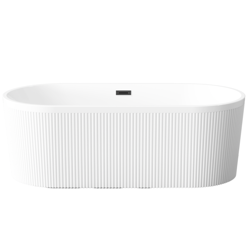 Ekskluzywna wanna wolnostojąca INVENA GLAMOUR 170cm biała z czarnym syfonem