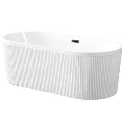 Ekskluzywna wanna wolnostojąca INVENA GLAMOUR 170cm biała z czarnym syfonem