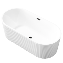Ekskluzywna wanna wolnostojąca INVENA GLAMOUR 170cm biała z czarnym syfonem