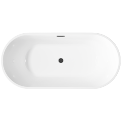 Ekskluzywna wanna wolnostojąca INVENA GLAMOUR 170cm biała z czarnym syfonem