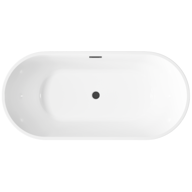 Ekskluzywna wanna wolnostojąca INVENA GLAMOUR 170cm biała z czarnym syfonem