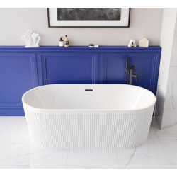 Ekskluzywna wanna wolnostojąca INVENA GLAMOUR 170cm biała z czarnym syfonem