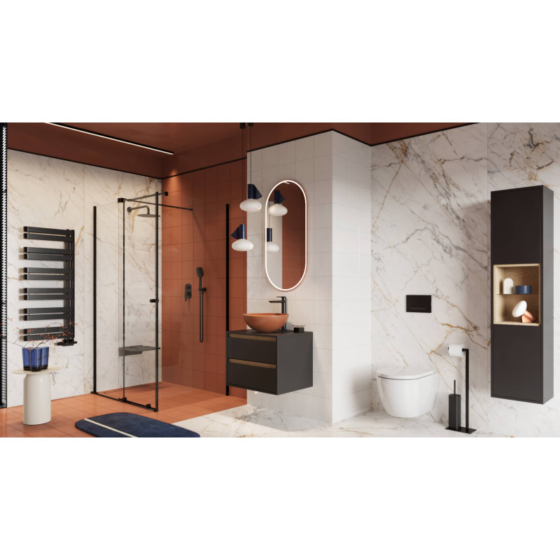 Tuto szafka boczna 160 cm wysoka, szary /dąb