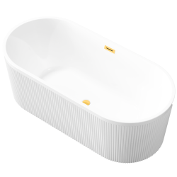 Ekskluzywna wanna wolnostojąca INVENA GLAMOUR 170 cm z ryflowaniem i złotym odpływem