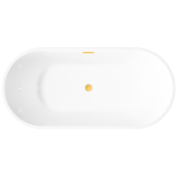 Ekskluzywna wanna wolnostojąca INVENA GLAMOUR 170 cm z ryflowaniem i złotym odpływem