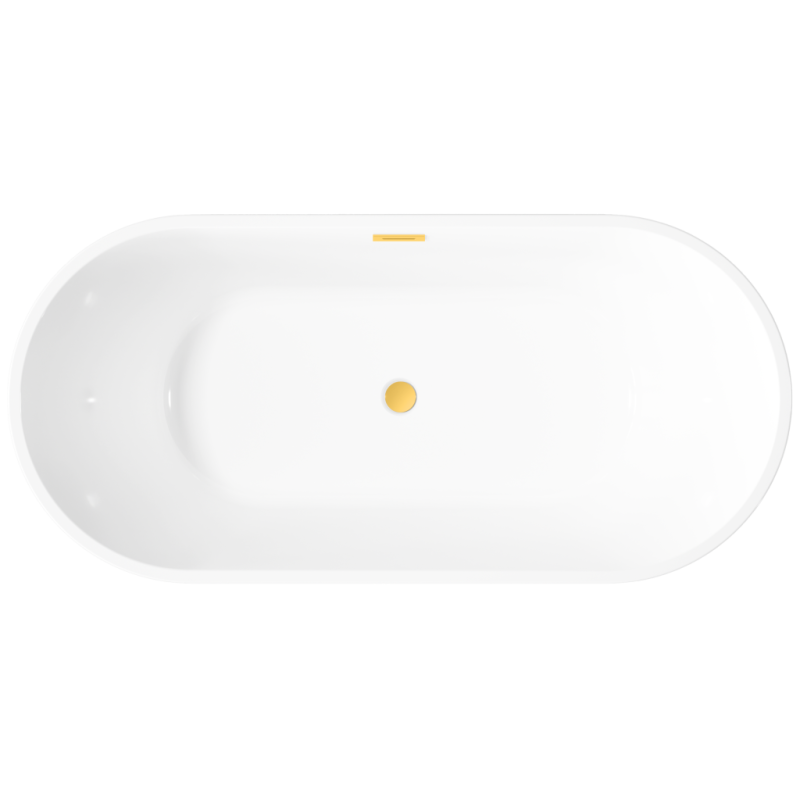 Ekskluzywna wanna wolnostojąca INVENA GLAMOUR 170 cm z ryflowaniem i złotym odpływem