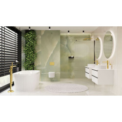 Ekskluzywna wanna wolnostojąca INVENA GLAMOUR 170 cm z ryflowaniem i złotym odpływem