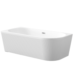 Ekskluzywna Wanna Wolnostojąca GLAMOUR 170 cm, Ryflowana Przyścienna z Syfonem Chromowanym