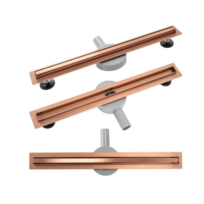 Elegancki Odpływ Neo Slim Pro w Miedzi Szczotkowanej - Długość 800 mm