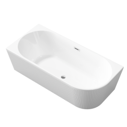 Ekskluzywna Wanna Wolnostojąca GLAMOUR 170 cm, Ryflowana Przyścienna z Syfonem Chromowanym