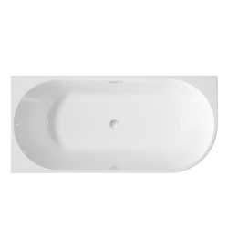 Ekskluzywna Wanna Wolnostojąca GLAMOUR 170 cm, Ryflowana Przyścienna z Syfonem Chromowanym