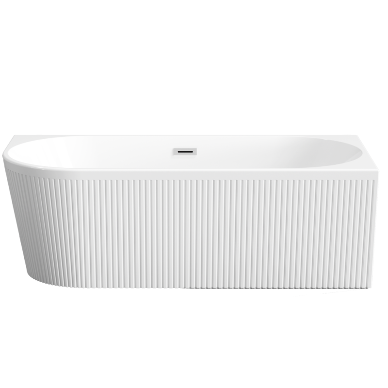 Ekskluzywna wanna GLAMOUR 170 cm - przyścienna, syfon chrom, ryflowana, prawa