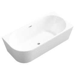 Ekskluzywna wanna GLAMOUR 170 cm - przyścienna, syfon chrom, ryflowana, prawa