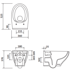 Nowoczesna Miska WC Podwieszana MODUO CleanOn z Deską Duroplast, Model K701-147