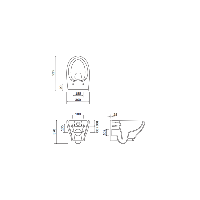 Nowoczesna Miska WC Podwieszana MODUO CleanOn z Deską Duroplast, Model K701-147