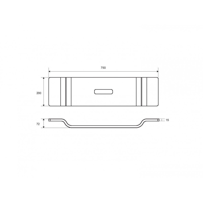 Zen półka wannowa gięta 75 cm akrylowa, przezroczysty
