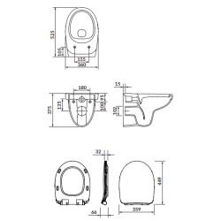 Nowoczesna Miska WC CERSANIA SimpleOn z Deską Duroplastową, Kod S701-566