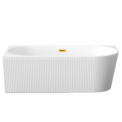 Wanna Wolnostojąca LEWA Glamour Ryflowana 170 cm ze Złotym Syfonem – Luksusowe Wykończenie