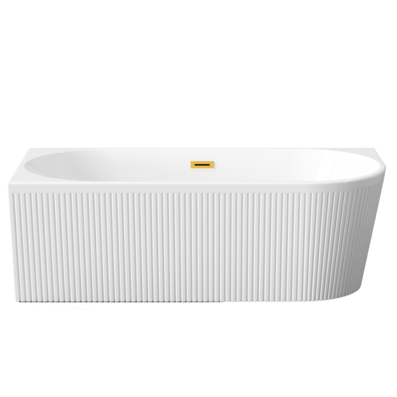 Wanna Wolnostojąca LEWA Glamour Ryflowana 170 cm ze Złotym Syfonem – Luksusowe Wykończenie