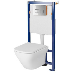 Ekskluzywny Zestaw Podtynkowy LARGA SQUARE z Miską CleanOn i Błyszczącą Deską Chromowaną