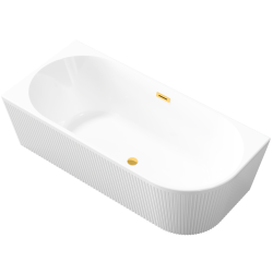 Wanna Wolnostojąca LEWA Glamour Ryflowana 170 cm ze Złotym Syfonem – Luksusowe Wykończenie
