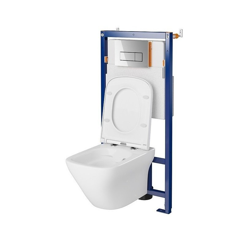 Ekskluzywny Zestaw Podtynkowy LARGA SQUARE z Miską CleanOn i Błyszczącą Deską Chromowaną