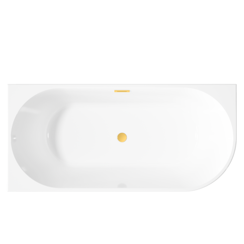 Wanna Wolnostojąca LEWA Glamour Ryflowana 170 cm ze Złotym Syfonem – Luksusowe Wykończenie