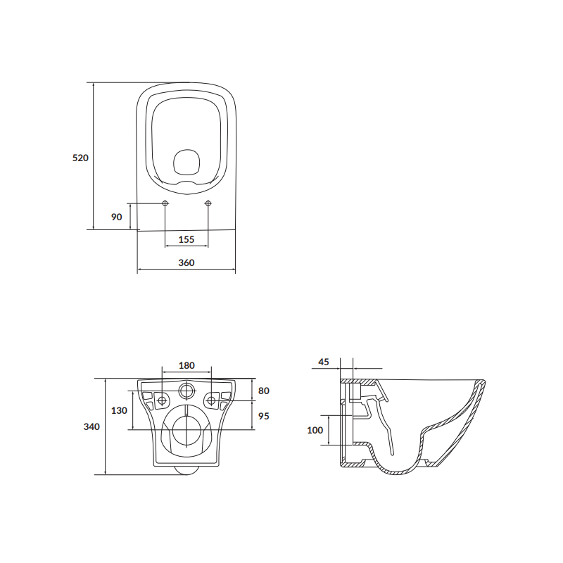 Ekskluzywny Zestaw Podtynkowy LARGA SQUARE z Miską CleanOn i Błyszczącą Deską Chromowaną