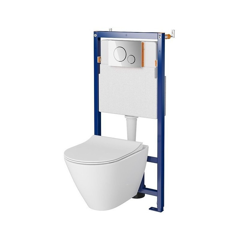 Elegancki Zestaw Podtynkowy CITY OVAL CleanOn z Miską i Deską Chrom S701-660