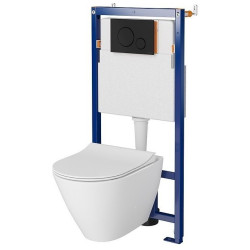 Elegancki Zestaw City Oval CleanOn: Podtynkowy B635, Czarna Duroplast Miska - Model S701-662