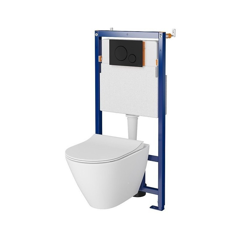 Elegancki Zestaw City Oval CleanOn: Podtynkowy B635, Czarna Duroplast Miska - Model S701-662