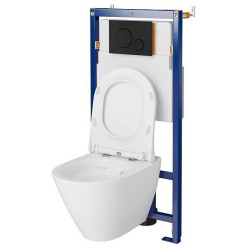 Elegancki Zestaw City Oval CleanOn: Podtynkowy B635, Czarna Duroplast Miska - Model S701-662