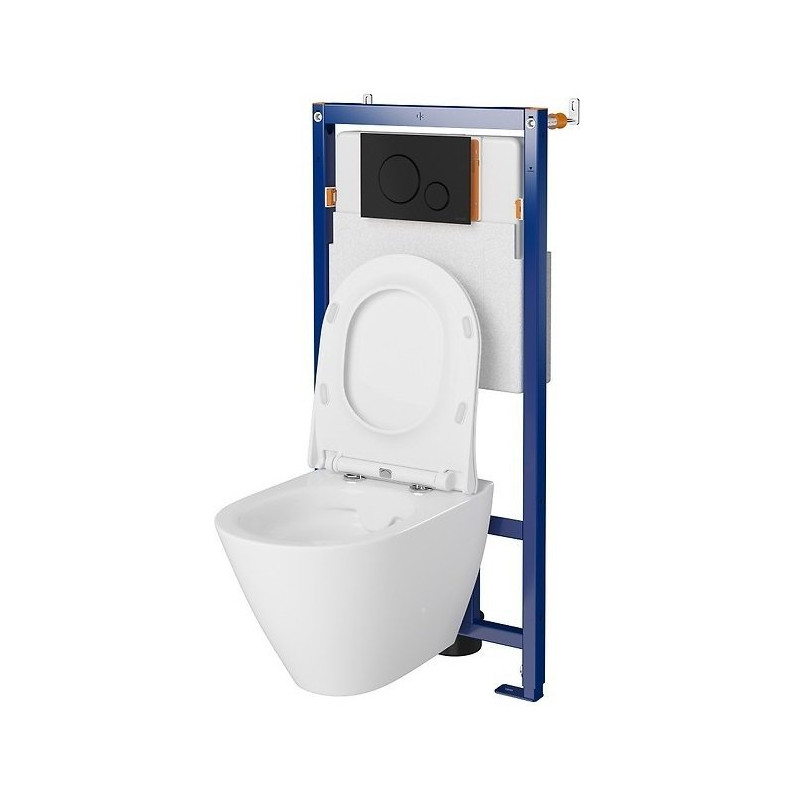 Elegancki Zestaw City Oval CleanOn: Podtynkowy B635, Czarna Duroplast Miska - Model S701-662