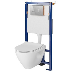 Ekskluzywny Zestaw Podtynkowy MILLE PLUS: Miska CleanOn + Deska Duroplast Chrom