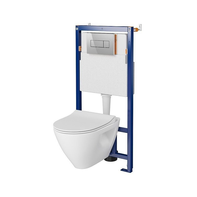 Ekskluzywny Zestaw Podtynkowy MILLE PLUS: Miska CleanOn + Deska Duroplast Chrom