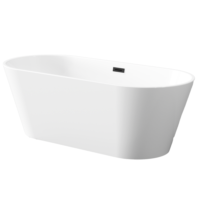 Stylowa Wanna Wolnostojąca INVENA GLAMOUR 170 cm z Czarnym Syfonem - Nowoczesny Design