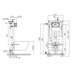 Elegancki Zestaw City Oval CleanOn: Podtynkowy B635, Czarna Duroplast Miska - Model S701-662