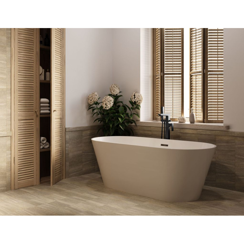 Stylowa Wanna Wolnostojąca INVENA GLAMOUR 170 cm z Czarnym Syfonem - Nowoczesny Design