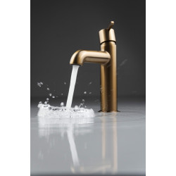 Elegancka bateria umywalkowa z mosiądzu, brąz szczotkowany, 1-uchwytowa z ruchomym aeratorem