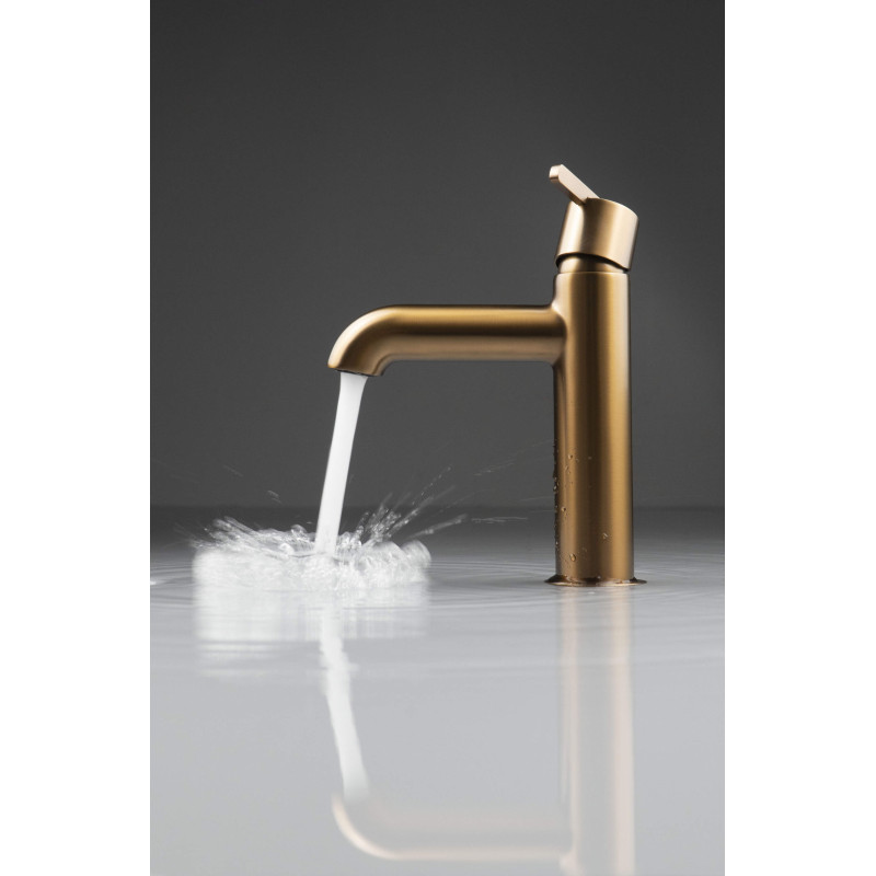 Elegancka bateria umywalkowa z mosiądzu, brąz szczotkowany, 1-uchwytowa z ruchomym aeratorem