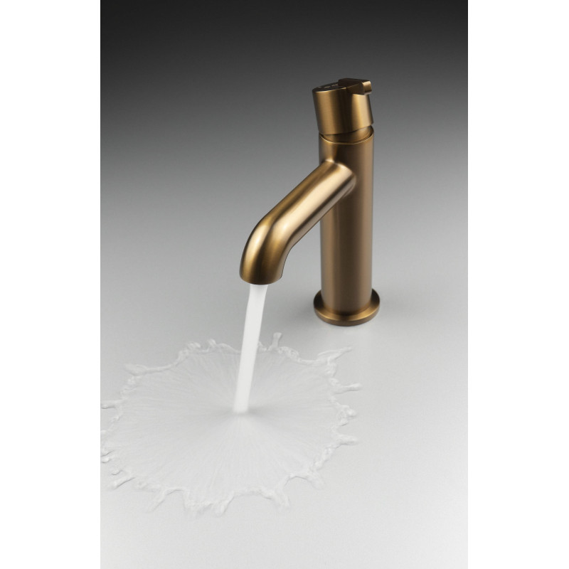 Elegancka bateria umywalkowa z mosiądzu, brąz szczotkowany, 1-uchwytowa z ruchomym aeratorem