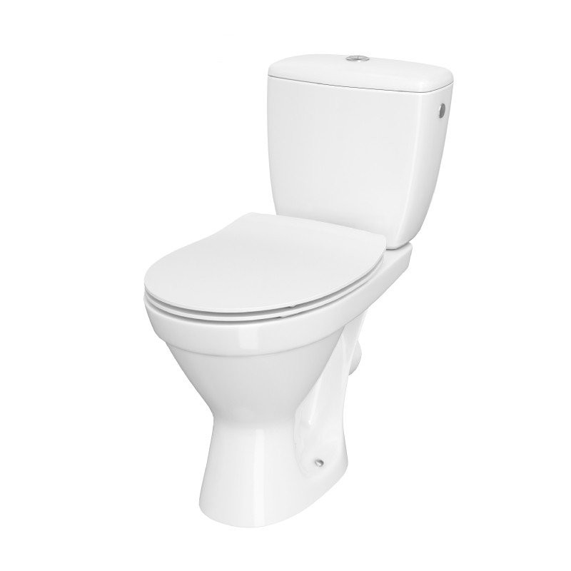 CERSANIT Cersania 696 WC Kompakt z Deską Slim, Biały Połysk, SimpleOn, Odpływ Poziomy