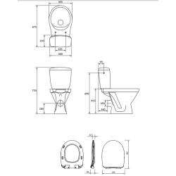 CERSANIT Cersania 696 WC Kompakt z Deską Slim, Biały Połysk, SimpleOn, Odpływ Poziomy