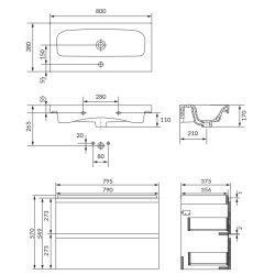 Elegancki Zestaw Łazienkowy MODUO 80 w Antracytowym Wykończeniu